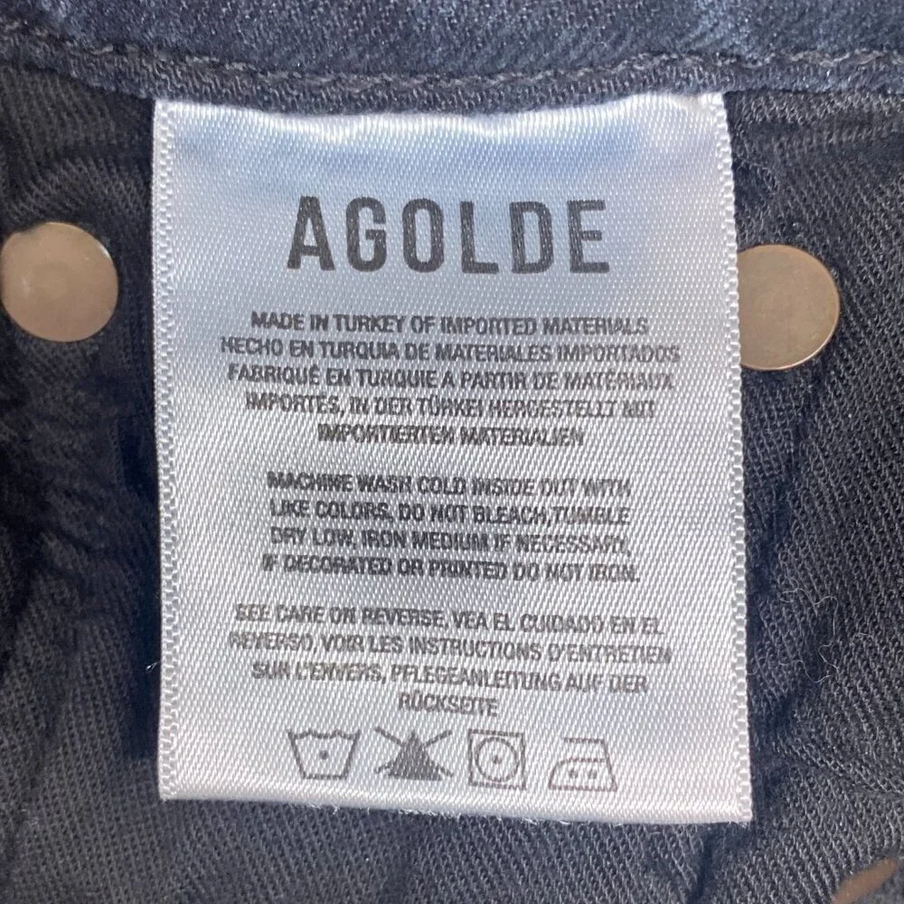 AGOLDE Jeans Womens 24 Black Toni Mid Rise Straight Organic Cotton Blend
